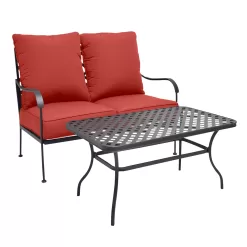 Style Selections San Terra 2-Piece Patio Conversation Set with Red Cushions