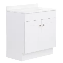 Project Source 30-in White Single Sink Bathroom Vanity with White Cultured Marble Top