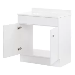 Project Source 30-in White Single Sink Bathroom Vanity with White Cultured Marble Top