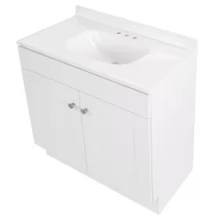 Project Source 30-in White Single Sink Bathroom Vanity with White Cultured Marble Top