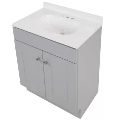 Project Source 30-in Gray Single Sink Bathroom Vanity with White Cultured Marble Top