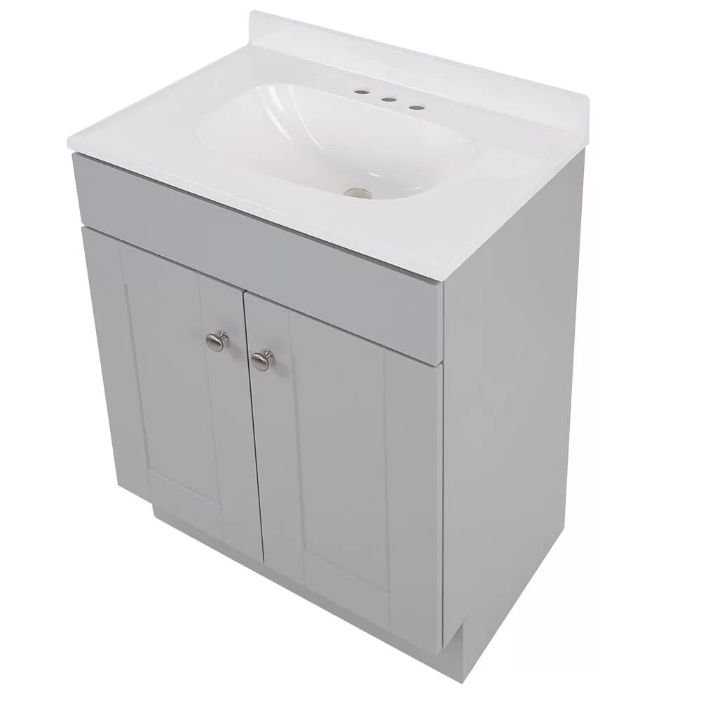 Project Source 30-in Gray Single Sink Bathroom Vanity with White Cultured Marble Top