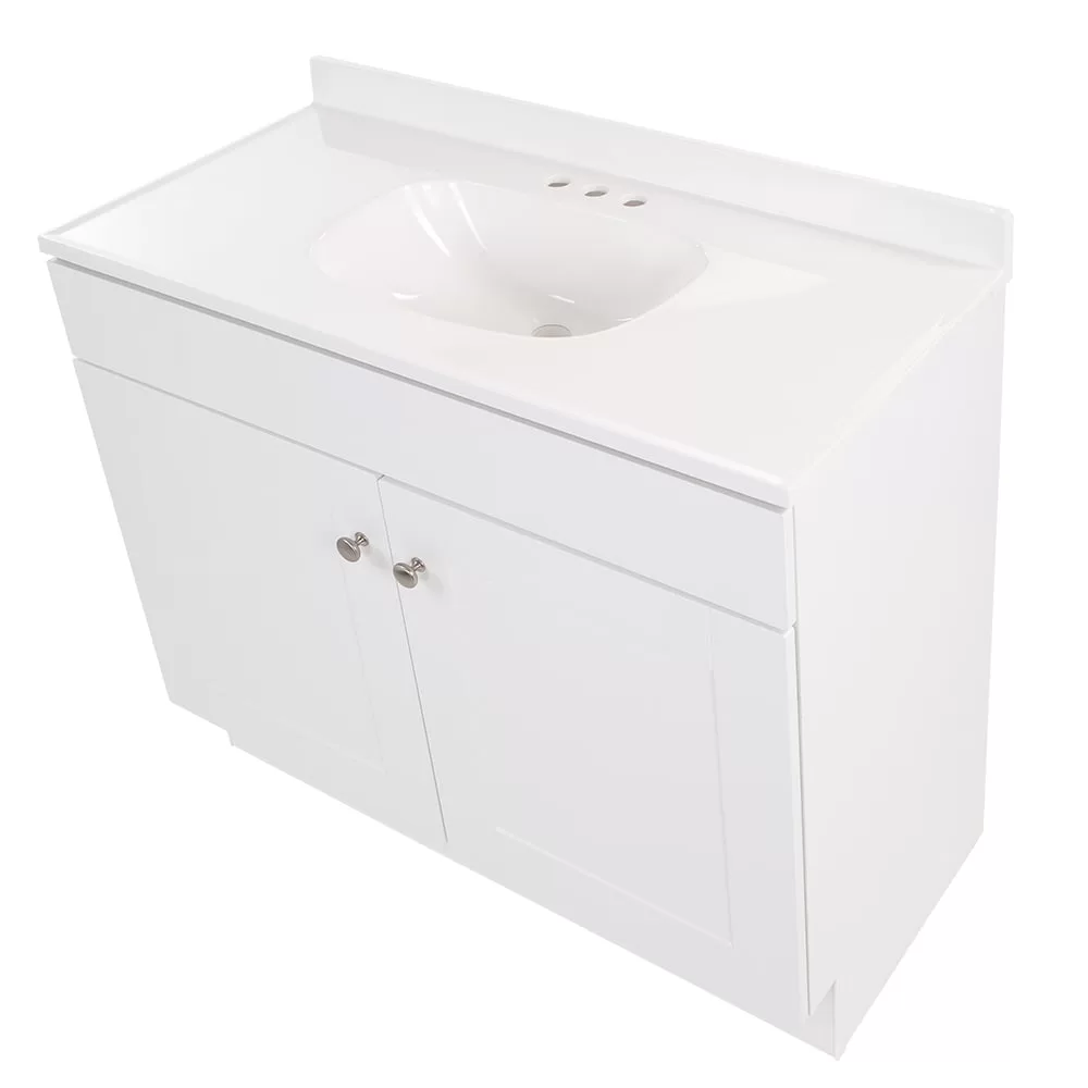 Project Source 36-in White Single Sink Bathroom Vanity with White Cultured Marble Top