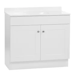 Project Source 36-in White Single Sink Bathroom Vanity with White Cultured Marble Top