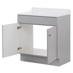 Project Source 30-in Gray Single Sink Bathroom Vanity with White Cultured Marble Top