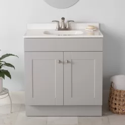 Project Source 30-in Gray Single Sink Bathroom Vanity with White Cultured Marble Top