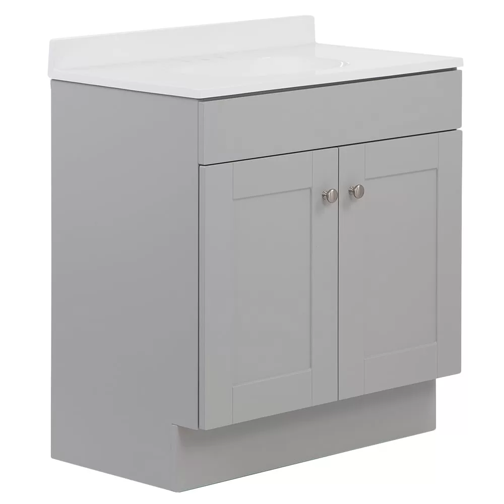 Project Source 30-in Gray Single Sink Bathroom Vanity with White Cultured Marble Top