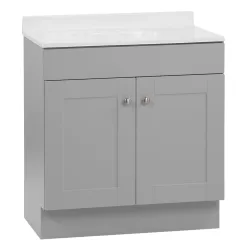Project Source 30-in Gray Single Sink Bathroom Vanity with White Cultured Marble Top