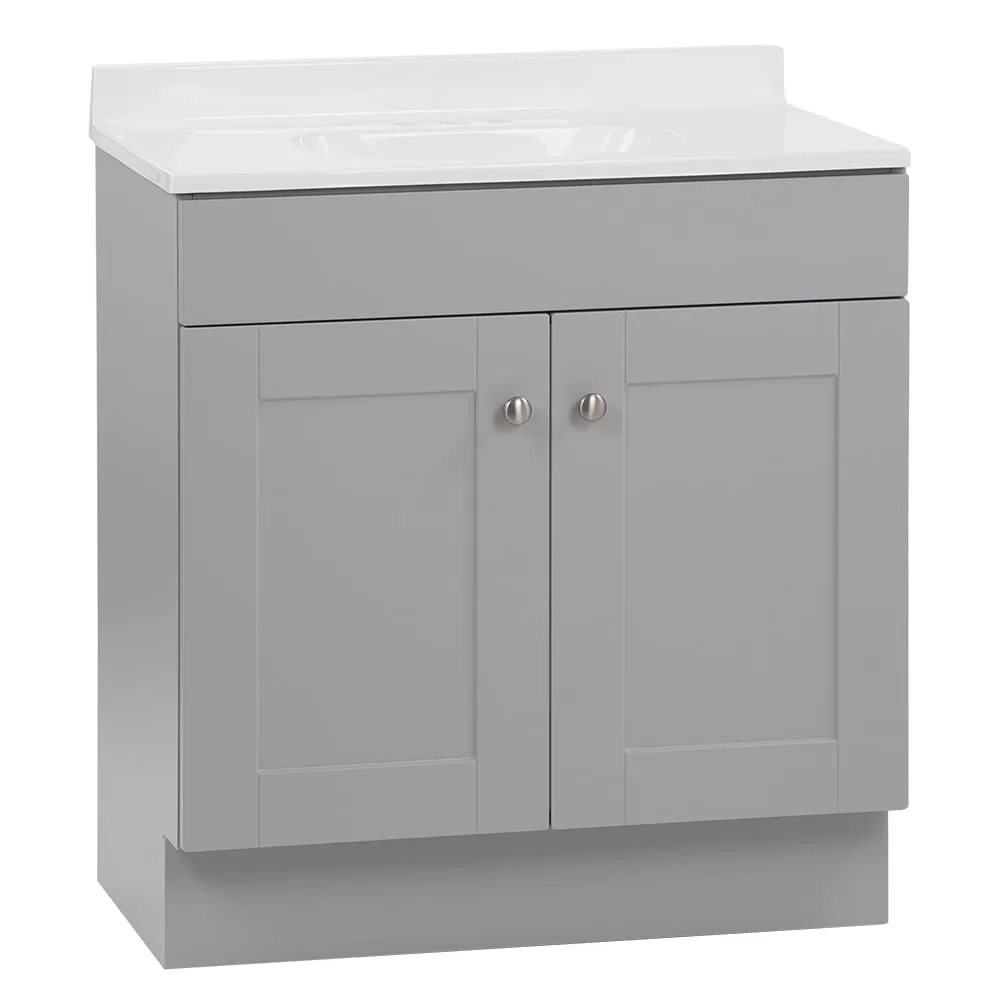 Project Source 30-in Gray Single Sink Bathroom Vanity with White Cultured Marble Top