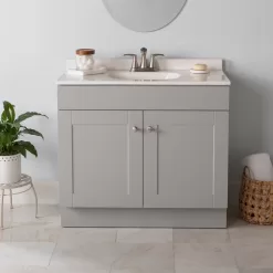 Project Source 36-in Gray Single Sink Bathroom Vanity with White Cultured Marble Top