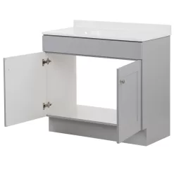 Project Source 36-in Gray Single Sink Bathroom Vanity with White Cultured Marble Top