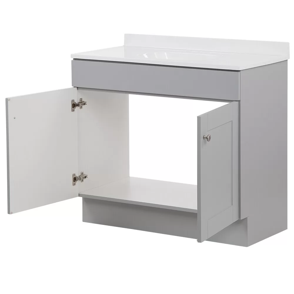 Project Source 36-in Gray Single Sink Bathroom Vanity with White Cultured Marble Top