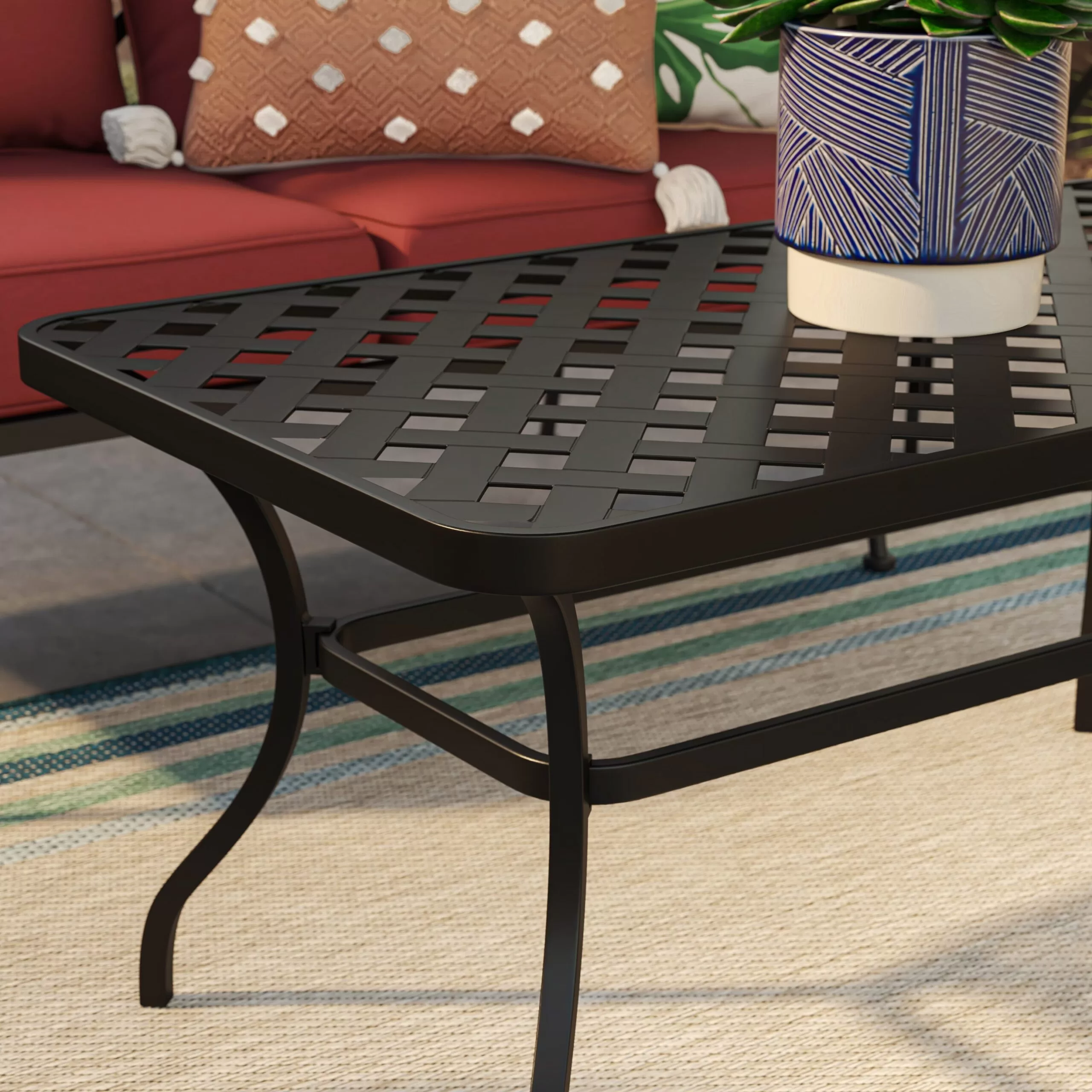 Style Selections San Terra 2-Piece Patio Conversation Set with Red Cushions
