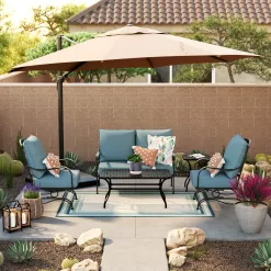 Style Selections San Terra 2-Piece Patio Conversation Set with Blue Cushions