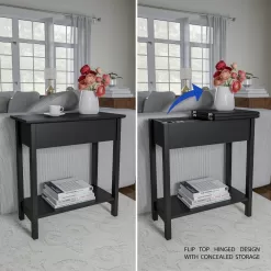 Hastings Home End Tables 11-in W x 24-in H Black Wood Modern End Table Assembly Required