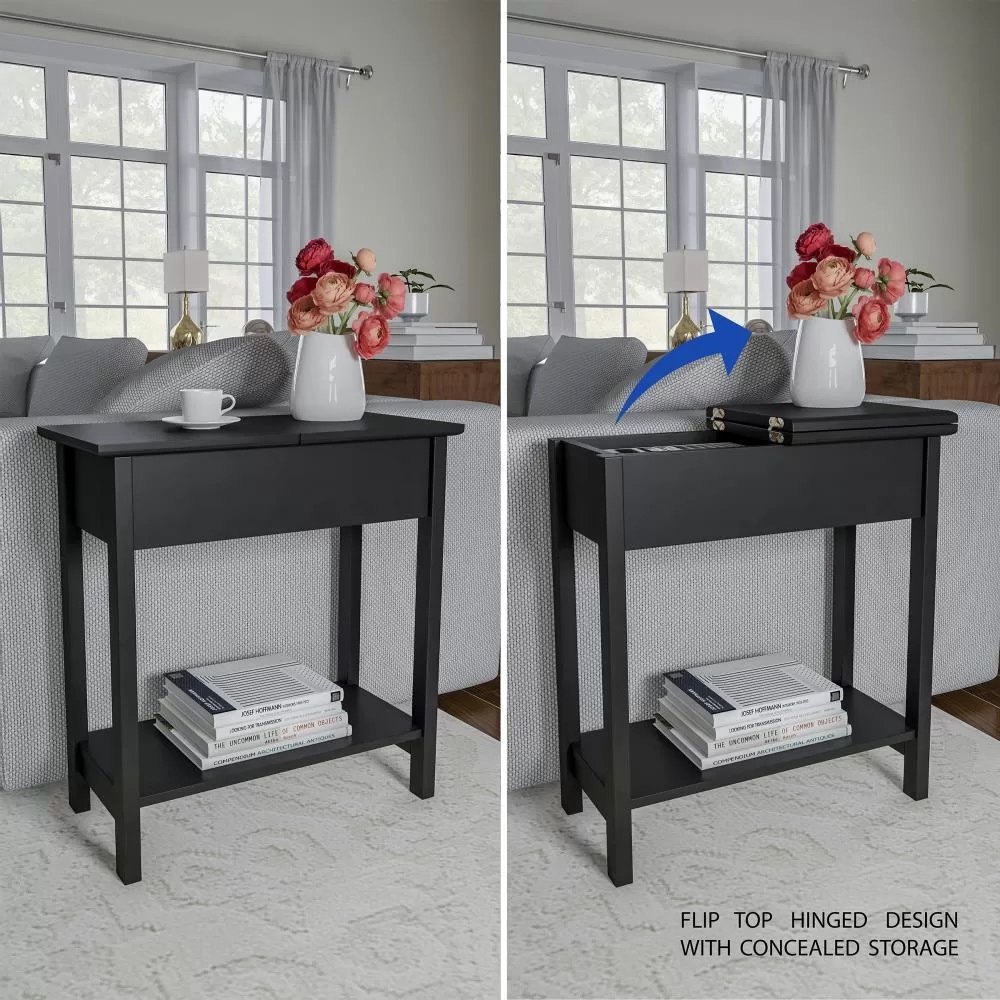 Hastings Home End Tables 11-in W x 24-in H Black Wood Modern End Table Assembly Required