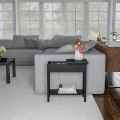 Hastings Home End Tables 11-in W x 24-in H Black Wood Modern End Table Assembly Required