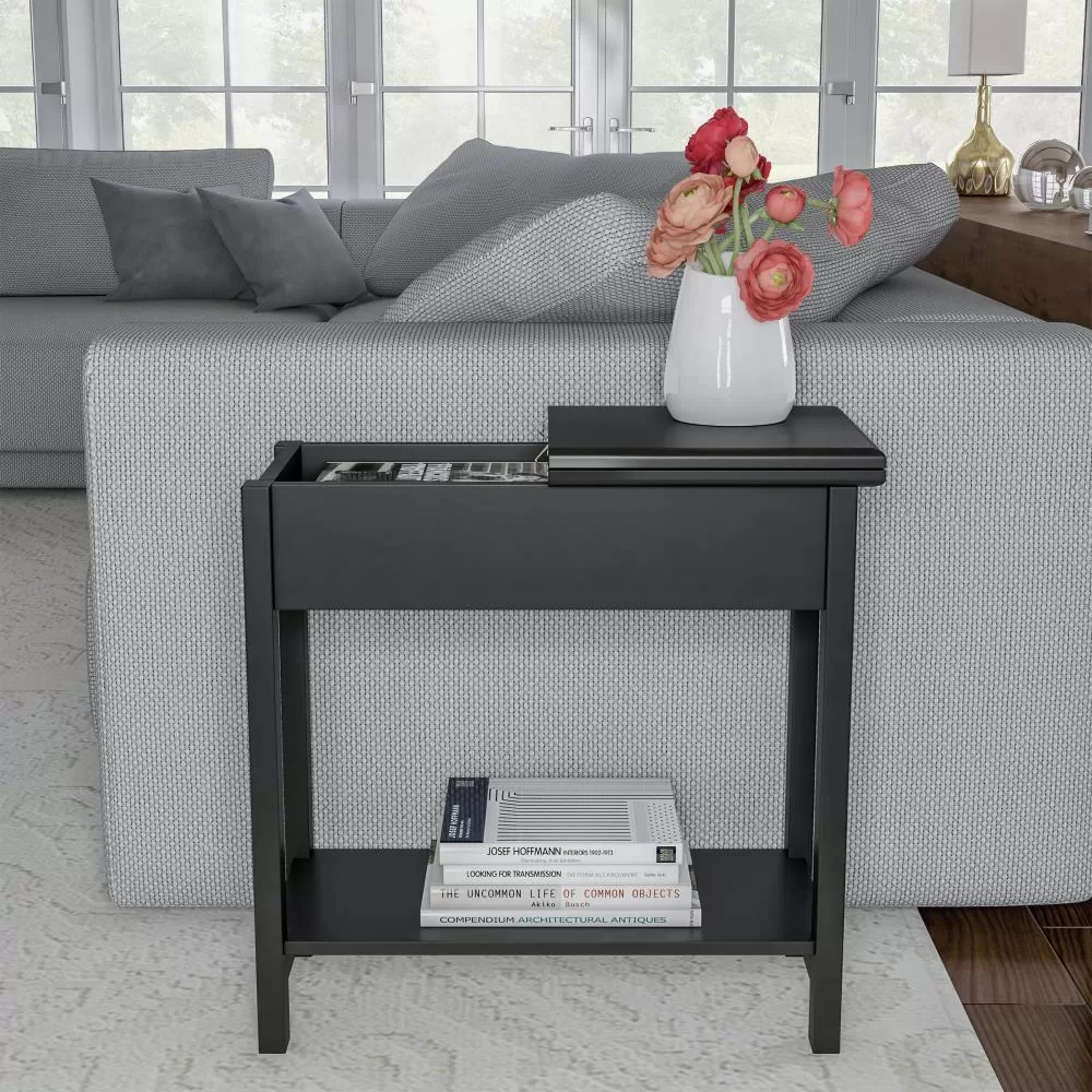 Hastings Home End Tables 11-in W x 24-in H Black Wood Modern End Table Assembly Required