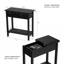 Hastings Home End Tables 11-in W x 24-in H Black Wood Modern End Table Assembly Required