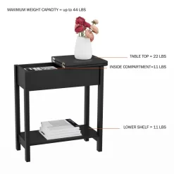 Hastings Home End Tables 11-in W x 24-in H Black Wood Modern End Table Assembly Required