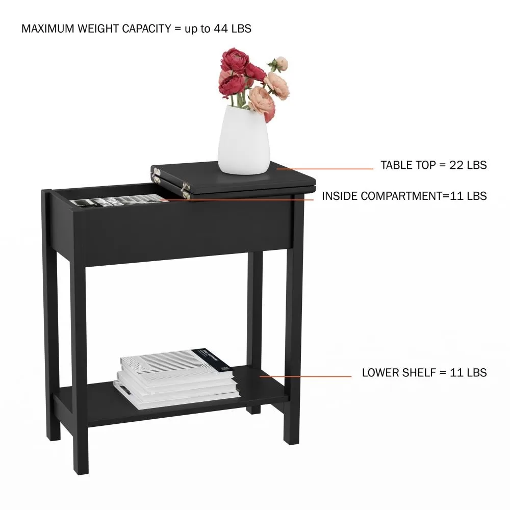 Hastings Home End Tables 11-in W x 24-in H Black Wood Modern End Table Assembly Required