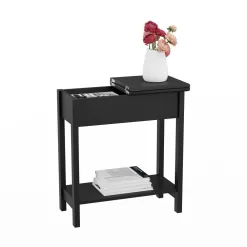 Hastings Home End Tables 11-in W x 24-in H Black Wood Modern End Table Assembly Required