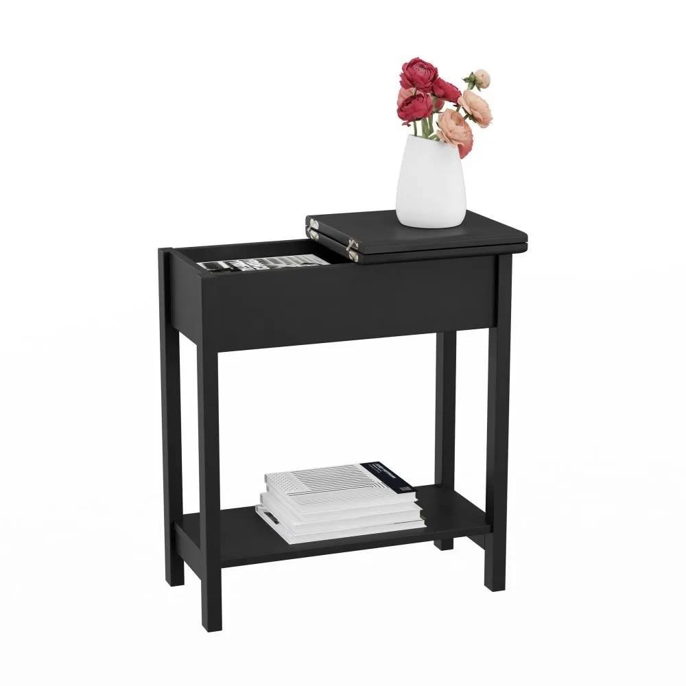 Hastings Home End Tables 11-in W x 24-in H Black Wood Modern End Table Assembly Required