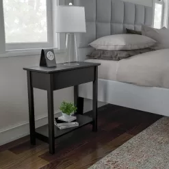 Hastings Home End Tables 11-in W x 24-in H Black Wood Modern End Table Assembly Required