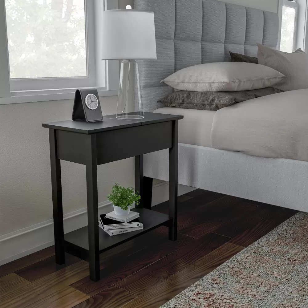 Hastings Home End Tables 11-in W x 24-in H Black Wood Modern End Table Assembly Required