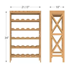 Hastings Home Contemporary Freestanding 25-Bottle Wine Rack - Brown Wood, 5-Tier Storage for Red or White Wines