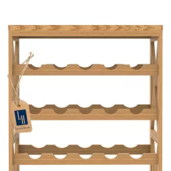 Hastings Home Contemporary Freestanding 25-Bottle Wine Rack - Brown Wood, 5-Tier Storage for Red or White Wines