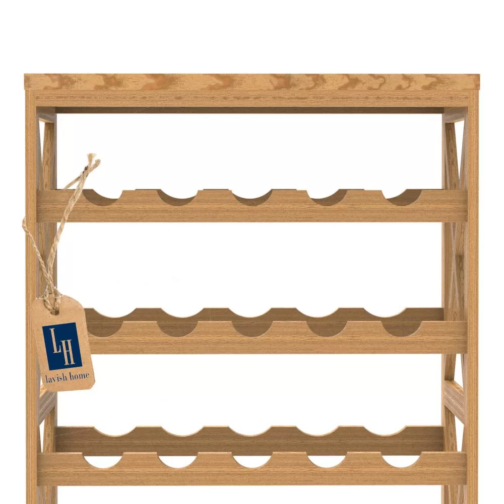 Hastings Home Contemporary Freestanding 25-Bottle Wine Rack - Brown Wood, 5-Tier Storage for Red or White Wines