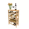 Hastings Home Contemporary Freestanding 25-Bottle Wine Rack - Brown Wood, 5-Tier Storage for Red or White Wines