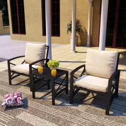 Top Home Space 3-Piece Patio Conversation Set with Tan Cushions