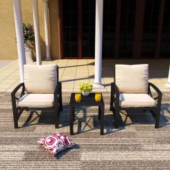 Top Home Space 3-Piece Patio Conversation Set with Tan Cushions