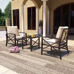 Top Home Space 3-Piece Patio Conversation Set with Tan Cushions