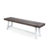 Cytheria Indoor Farmhouse Dark Brown Sandblast Finish Acacia Wood Dining Bench with White Rustic Metal Finish Frame