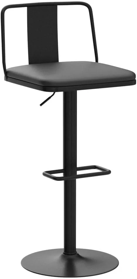 Metal Swivel Barstools Set of 2, Enlarged PU Leather Seat with Metal Back