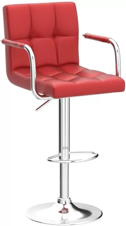 Yaheetech Tall Bar Stools Set of 2 Modern Square PU Leather Adjustable BarStools Counter Height Stools, Red