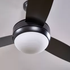 Harbor Breeze Beach Creek 44-in Matte Black Integrated LED Indoor Downrod or Flush Mount Ceiling Fan with Light and Remote (3-Blade)