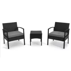 EDYO LIVING Best home choice 3-Piece Wicker Patio Conversation Set with Gray