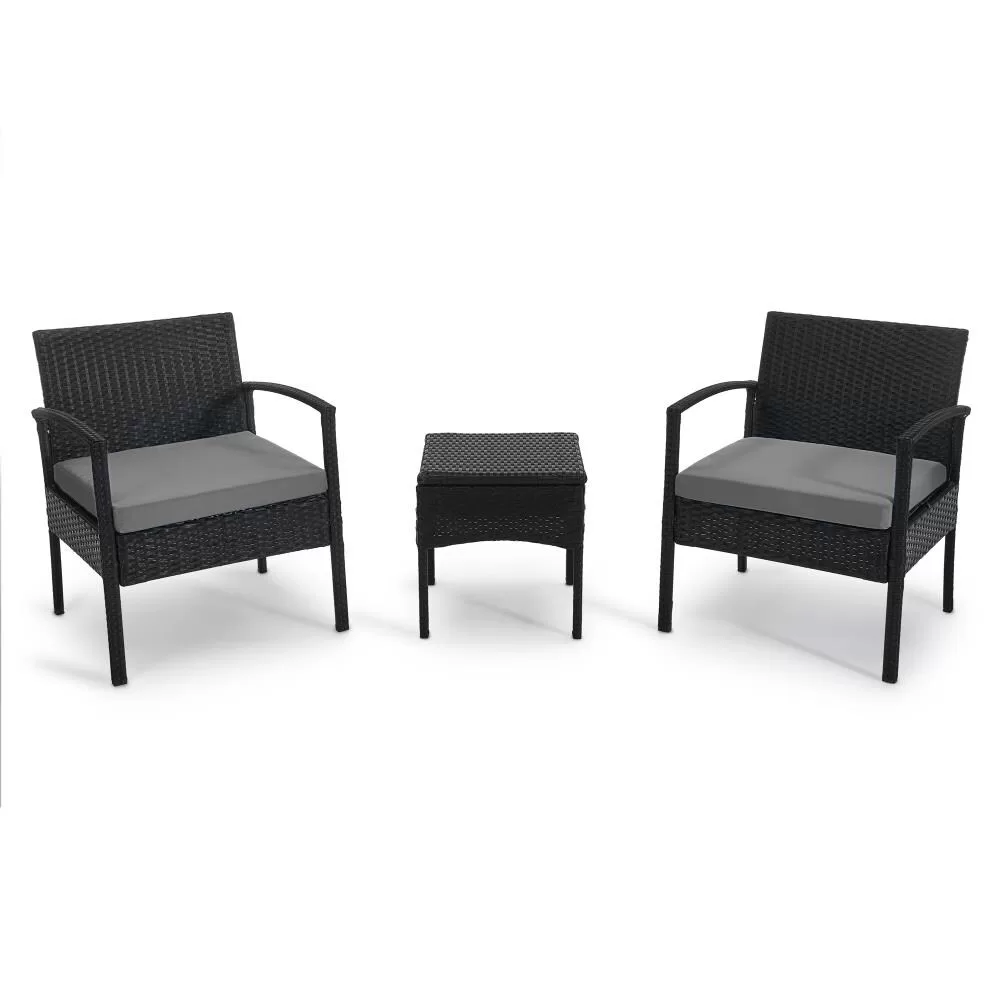 EDYO LIVING Best home choice 3-Piece Wicker Patio Conversation Set with Gray