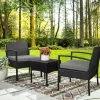 EDYO LIVING Best home choice 3-Piece Wicker Patio Conversation Set with Gray