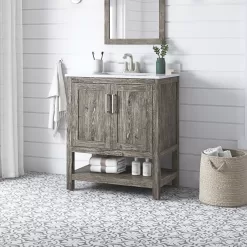 Style Selections Howell 30-in Weathered Brown Undermount Single Sink Bathroom Vanity with White Engineered Stone Top