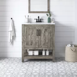 Style Selections Howell 30-in Weathered Brown Undermount Single Sink Bathroom Vanity with White Engineered Stone Top