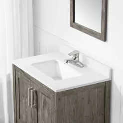 Style Selections Howell 30-in Weathered Brown Undermount Single Sink Bathroom Vanity with White Engineered Stone Top