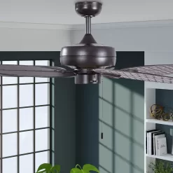 Harbor Breeze Tilghman II 52-in Bronze Indoor/Outdoor Downrod or Flush Mount Ceiling Fan (5-Blade)