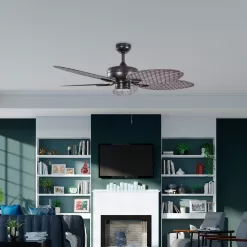Harbor Breeze Tilghman II 52-in Bronze Indoor/Outdoor Downrod or Flush Mount Ceiling Fan (5-Blade)