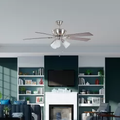 Harbor Breeze Sailor Bay 52-in Brushed Nickel Indoor Downrod or Flush Mount Ceiling Fan with Light (5-Blade)