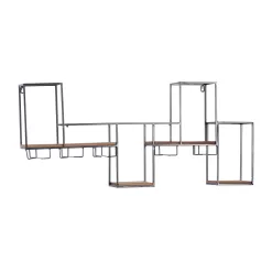 Grayson Lane 6-Bottle Black with 5 Glass Holder Slots Iron Wall-mounted Wine Rack